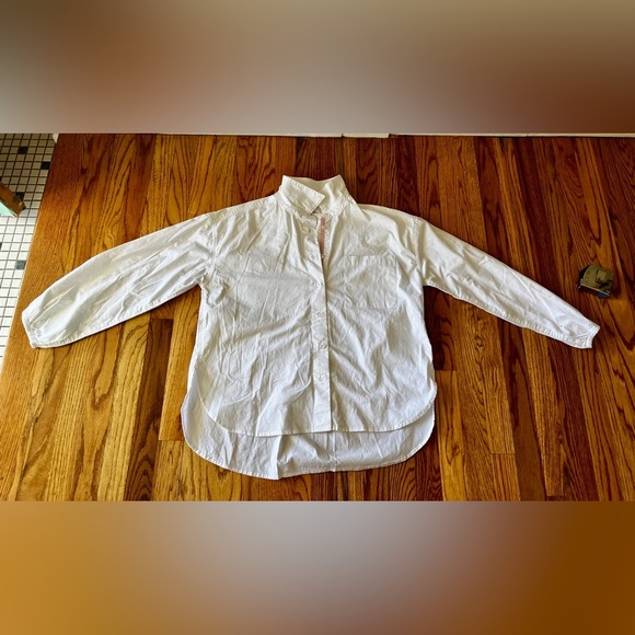 Sundry for Evereve white cotton poplin 
elastic cuff long sleeve button shirt 2 - Picture 1 of 10